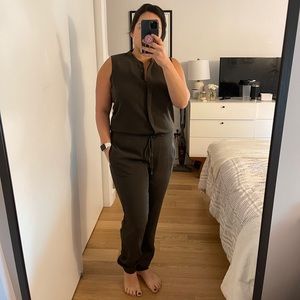 VINCE Hunter green pant romper